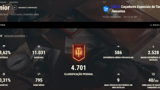 Meu perfil no World of Tanks (NA)